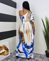 One Shoulder Tie Dye Dress