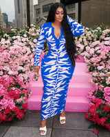 Turndown Collar Floral Print Bodycon Dress