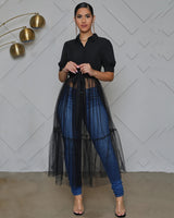 Button Up Tulle Top