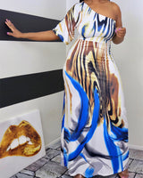 One Shoulder Tie Dye Dress