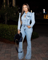 Deja Denim Puff Flared Jumpsuit