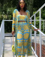 CAROL DRESSY DUSTER AND SKINNY LEG PANTS SET