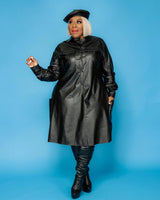 FAUX LEATHER SHIRT DRESS