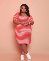 STRIPED BASIC T-SHIRT DRESS