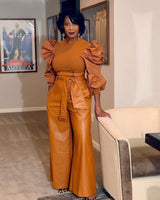 High Waist Vegan Leather Pants