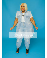 LIGHT BLUE DISTRESSED BACK VEST
