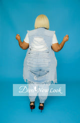 LIGHT BLUE DISTRESSED BACK VEST