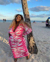 Turndown Collar Floral Print Bodycon Dress