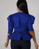 BLK BALLOON SLEEVES TOP