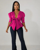 BLK BALLOON SLEEVES TOP