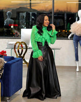 High Waist Vegan Leather Skirt