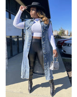 Sleeveless Long Denim Jacket