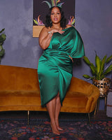 ONE SHOULDER GLOSSY DRESS