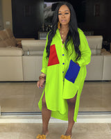 COLORBLOCK BUTTON DOWN DRESS