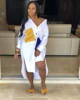 COLORBLOCK BUTTON DOWN DRESS