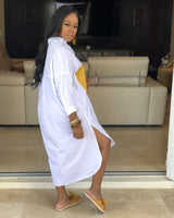 COLORBLOCK BUTTON DOWN DRESS