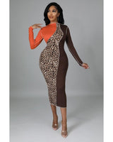 Brown Tricia Multi Print Midi Dress