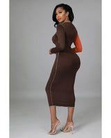 Brown Tricia Multi Print Midi Dress