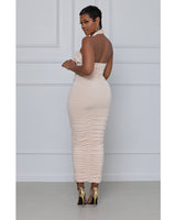 All For U Halter Top Ruched Skirt Set