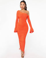 Orange Off Shoulder Maxi Dress