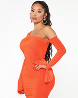 Orange Off Shoulder Maxi Dress