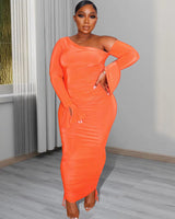 Orange Off Shoulder Maxi Dress