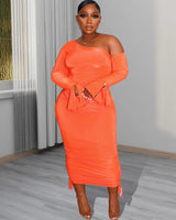 Orange Off Shoulder Maxi Dress