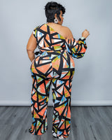 Print Cold Shoulder Jumpsuit