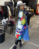 Oversized Denim Comic Jacket