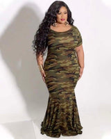 Camo Bodycon Maxi Dress