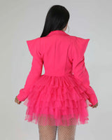 evelyn puffy sleeve tutu blazer dress