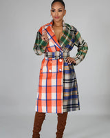 POWERFUL PLAID TRENCH COAT