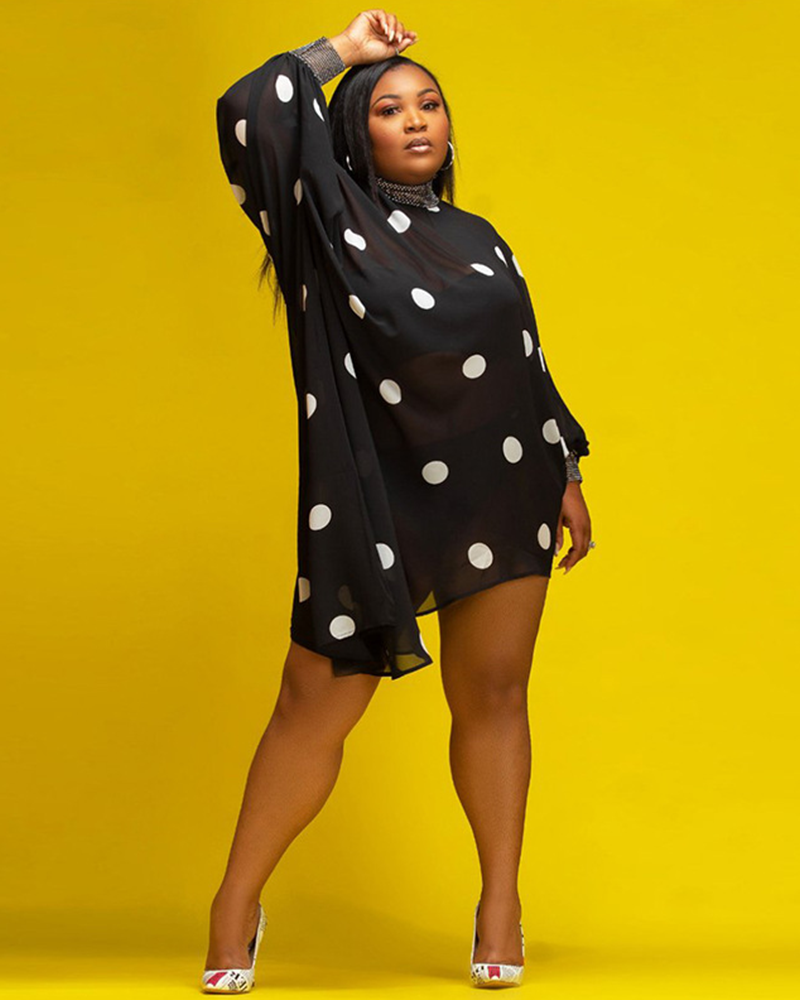 Polka Dot Chiffon Asymmetric Top