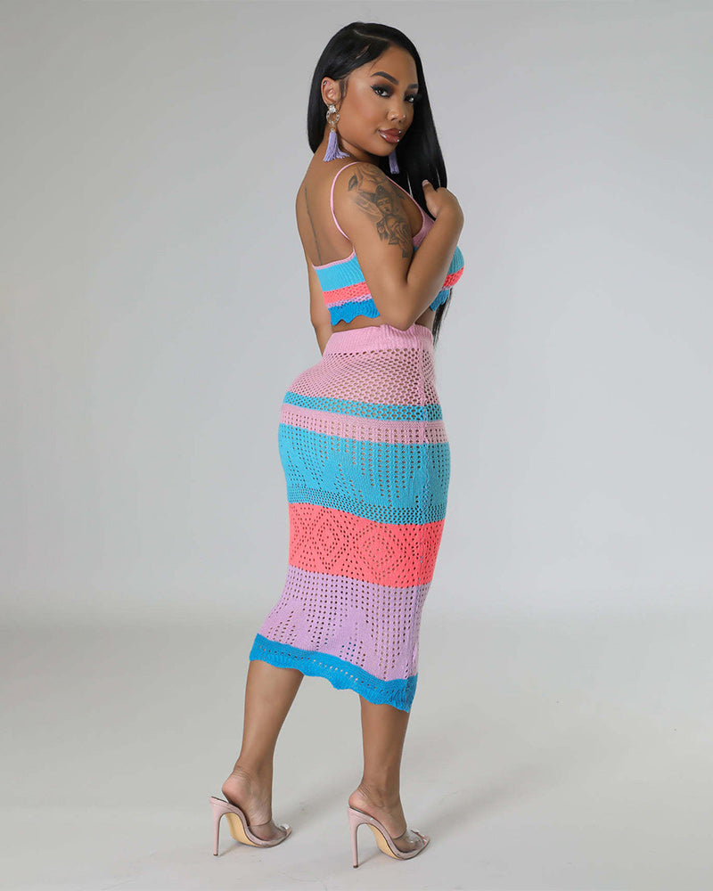 Multicolor Beach Skirt Set