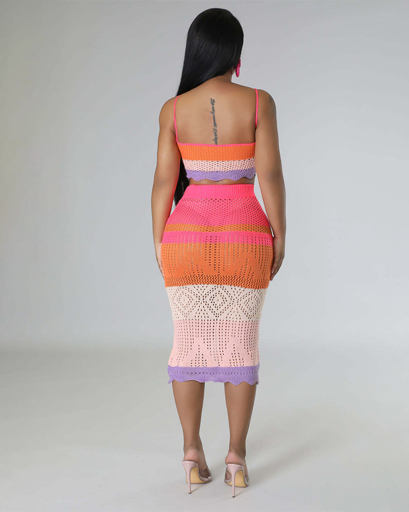Multicolor Beach Skirt Set