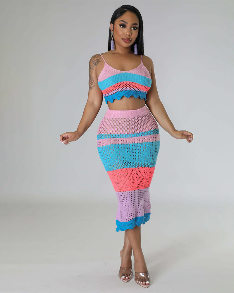 Multicolor Beach Skirt Set