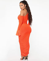 Orange Off Shoulder Maxi Dress